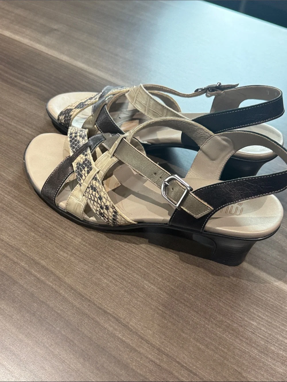 Munro Tan and Brown Woven Strappy Sandals